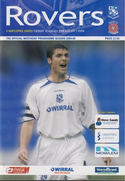 Tranmere Rovers v Hartlepool United Match Programme 2004-08-10